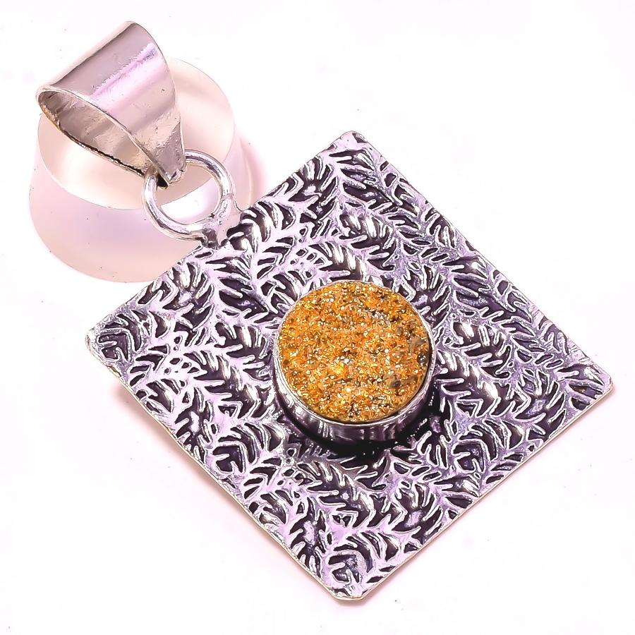 

Titanium Druzy Gemstone Pendant Handmade Gift Antique Design Jewelry 2 S2c69
