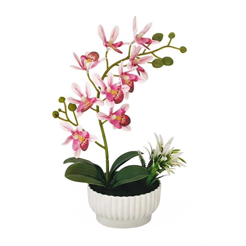 

Multicolor Artificial Flower Flowerpotted With Flowerpot Green Leaves Spring Orchid Simulation Bonsai Photo Props Soft Rubber светло-фиолетовый