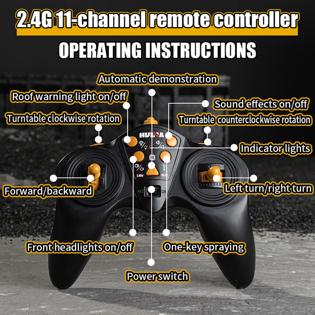 Concrete Pump Truck Toy, 2.4G Remote Control Diecast Construction Vehicles with Working Water Pump, Lights and Sounds