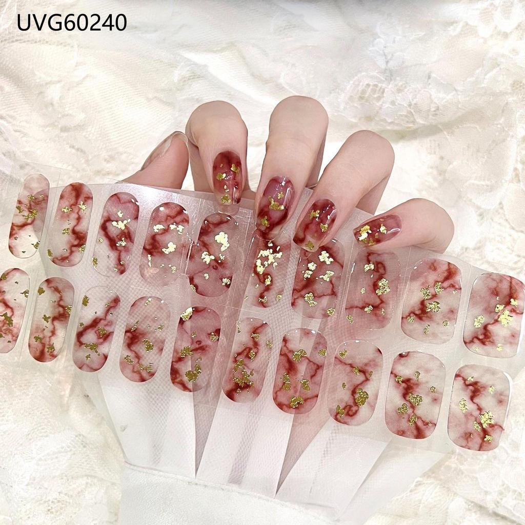 Transparent Nude UV Gel Nail Art Stickers: Semi-Cured, Semi-Baked Manicure Sheets