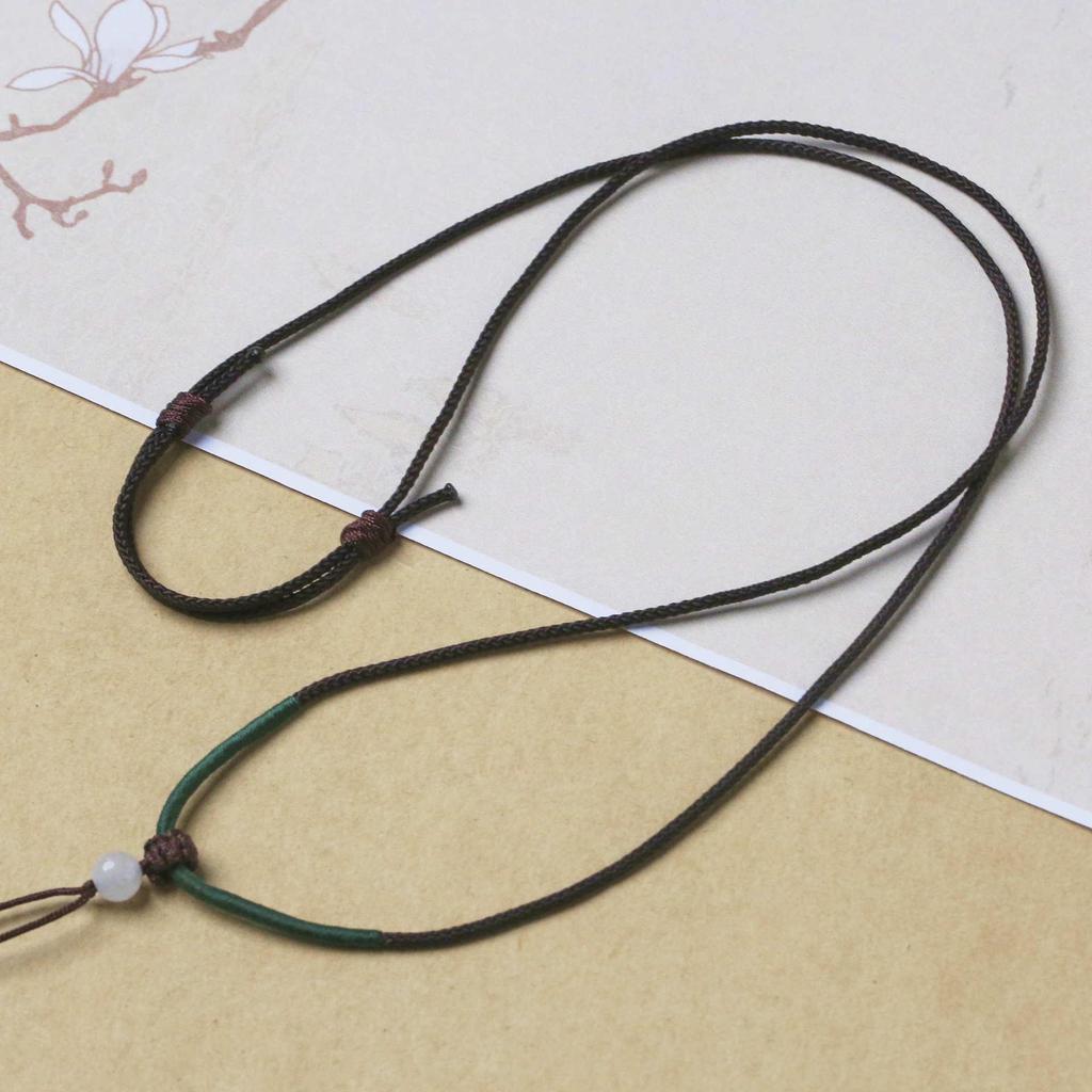 Colorful DIY Hand-Woven Hetian Jade Green Pendant Cord