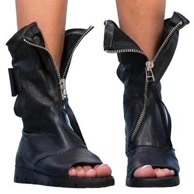 Fashion Black White Peep Toe Flat Platform Gladiator Sandals Women Summer Boots Ladies Casual Shoes Sandales Femmes Sandalias Mujer