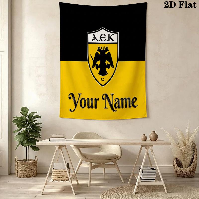 AEK F.C. Custom Name Wall Tapestry Aesthetic Wall Hanging Printed Fabric Blanket Decorative Tapestries for Bedroom Living Room Home Decor