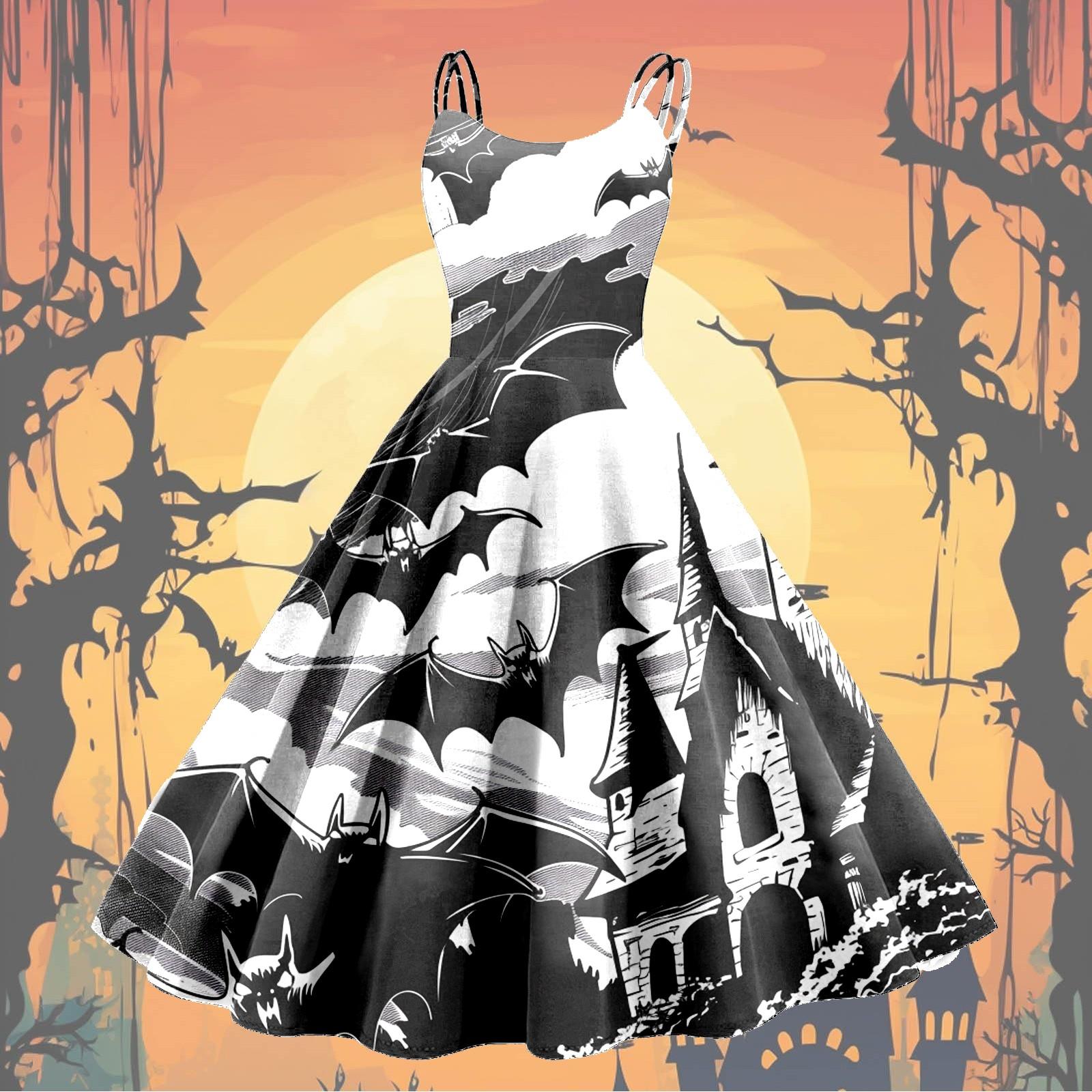 

Женское модное сексуальное коктейльное платье без бретелек с принтом на Хэллоуин в стиле панк, винтажное платье. XL белый