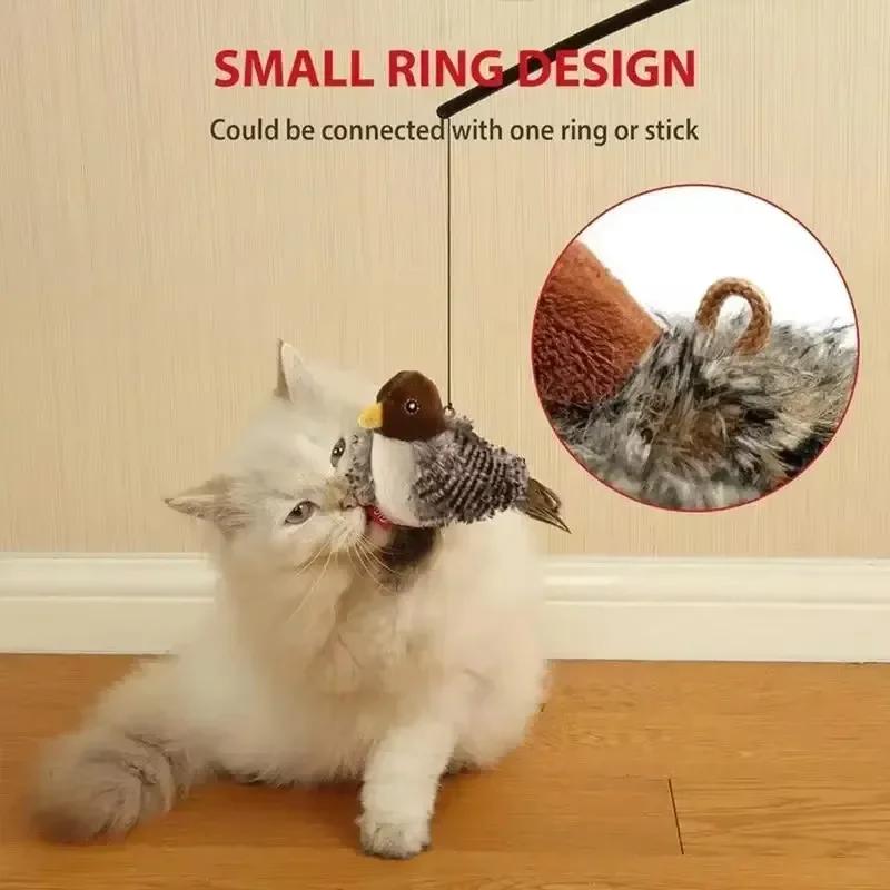 1 Stück Interaktives elektronisches Katzenspielzeug, Automatisches zwitscherndes Vogelspielzeug Quietschend mit Federschwanz, Melodie-Verfolgungsspielzeug für Katzen zum Spielen