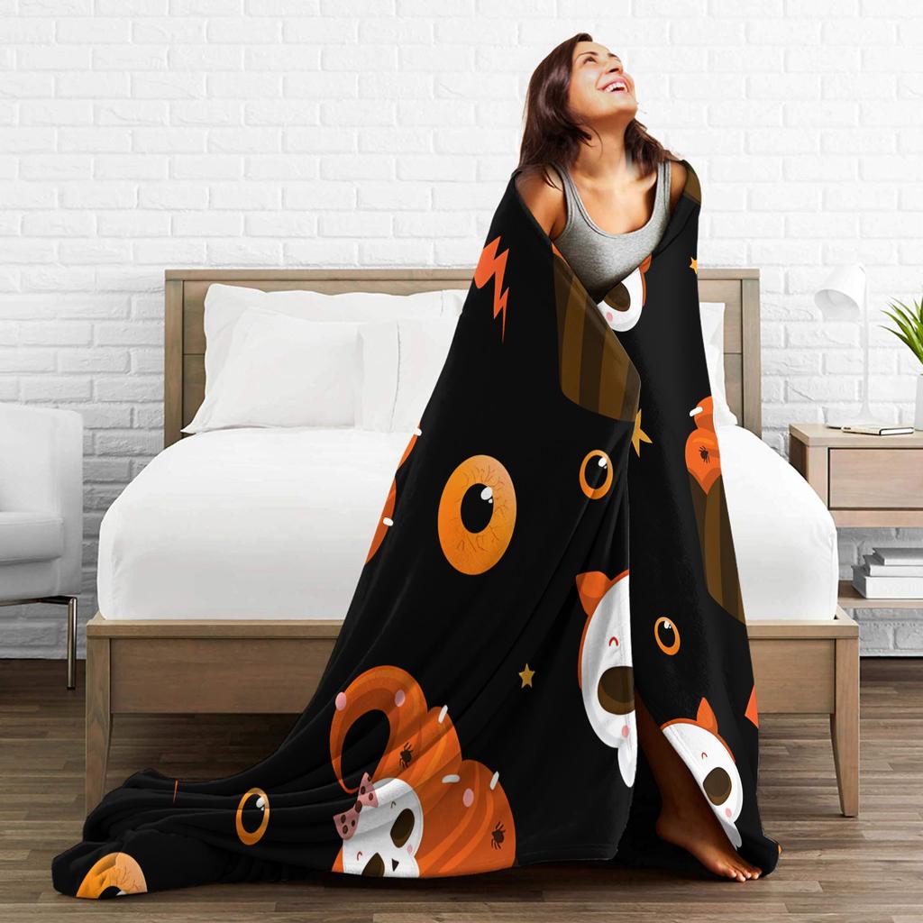 Halloween Pumpkin Autumn  Blanket Quality Warm Soft  Throw Blanket Winter Kids Adult Home Decor Graphic Bedspread