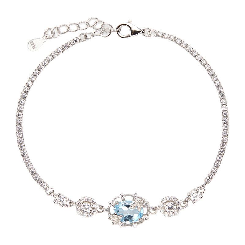 Jewelry Earrings S925 Sterling Silver With Natural Topaz Amethyst Garnet Color Treasure Bracelet Women