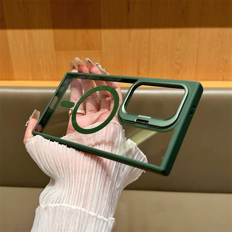 For Magsafe Magnetic Wirelesss Charge Case For Samsung Galaxy S25 S24 Ultra S22 S23 FE Plus Camera Protector Holder Clear Cover