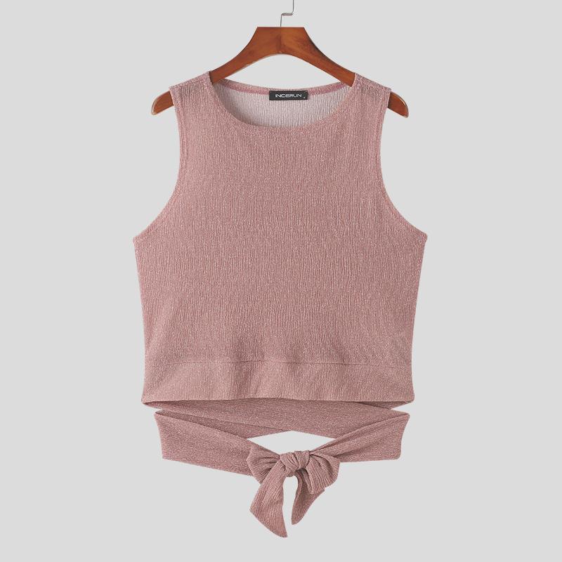 

INCERUN Мужские блестящие укороченные жилеты на шнуровке для вечеринок и клуба без рукавов XL