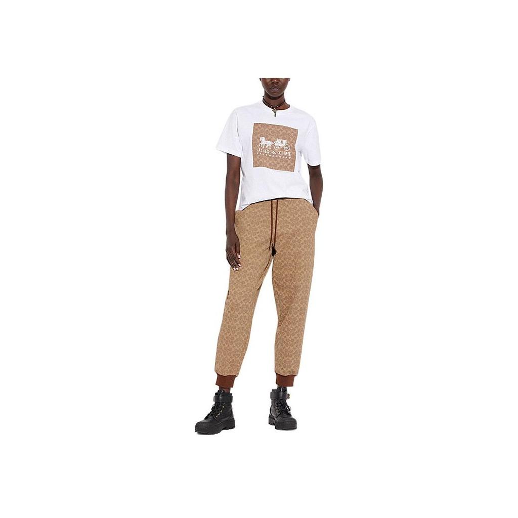 Coach SS23 Patterned Knit Casual Sweatpants Women bottoms Khaki CG771-RYU