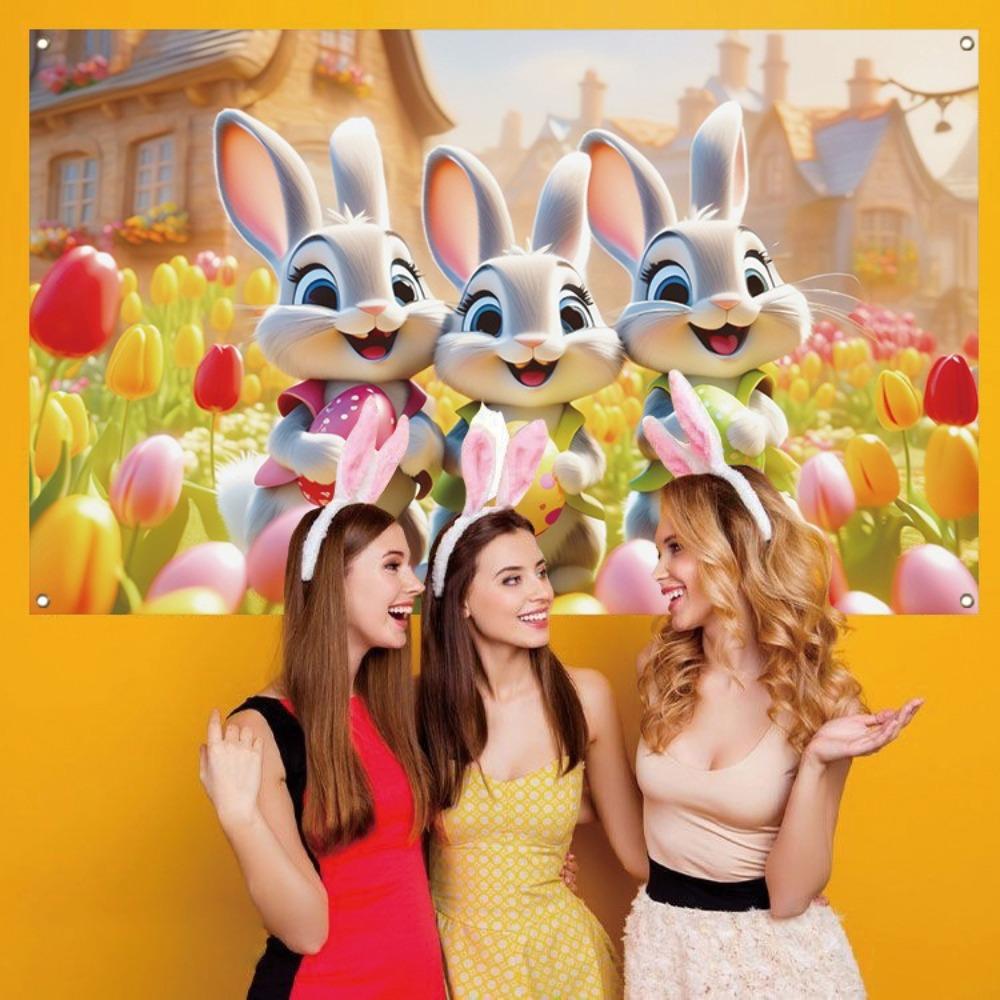Celebrate Easter Photography Backdrop Cartoon Easter Hanging Banner Poster Props  Photo Booth
