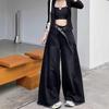 Übergroße Grunge Streetwear Jeans mit hoher Taille für Damen Lässige Baggy-Hosen mit Taschen Weitbeinige Denim-Hose