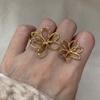 Exaggerated Golden Flower Ring Irregular Open Hollow Out Ring Silver Sunflower Finger Circle  Girls