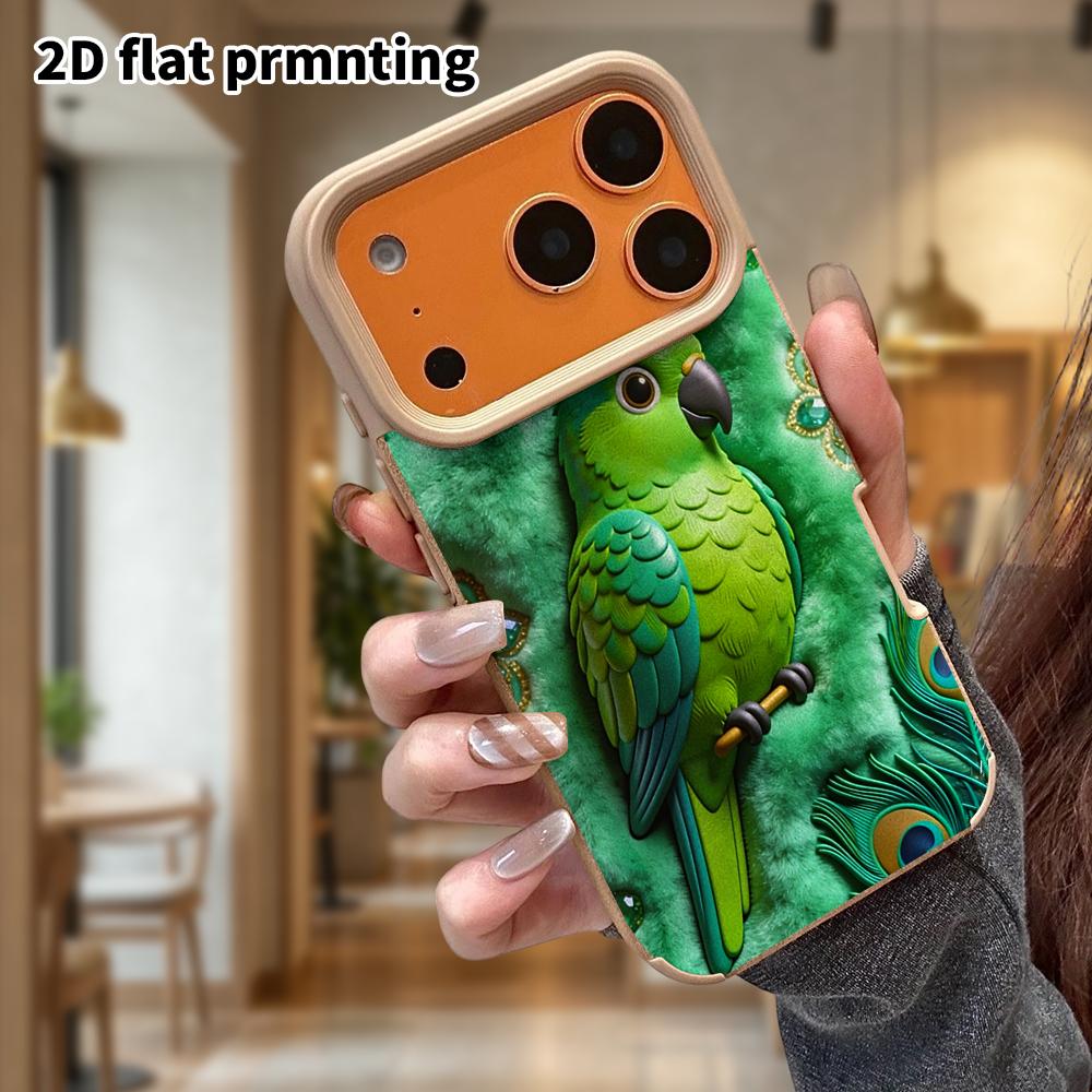 Phone Case: Lambskin 2D Flat Samsung Galaxy A34 A35 M05 M06 S20 S22 S21 FE Plus 5G Protective Case, Green Parrot, Christmas and Halloween Gift