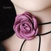Retro Flower Women Choker Necklace Solid Color Elegant Lace Up Adjustable Strappy Collar Necklace Party Supplies