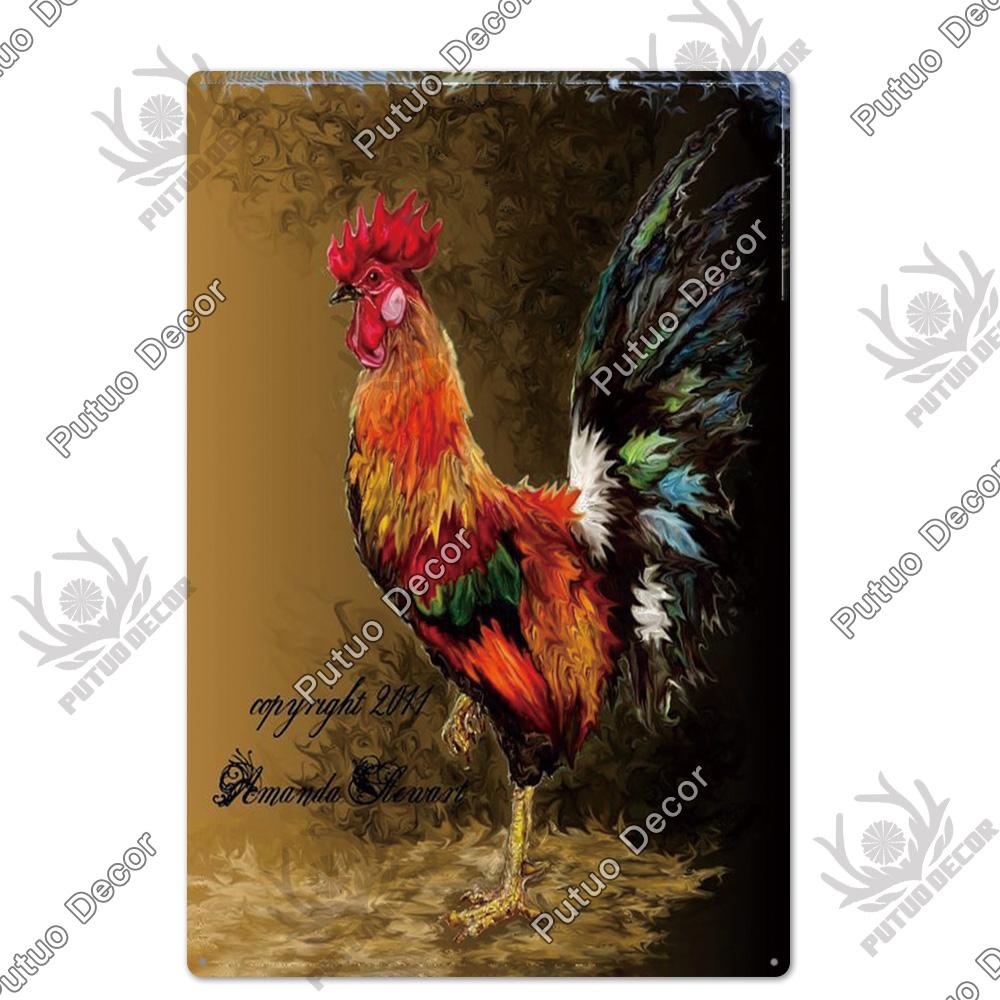 Putuo Decor Huhn Blechschild Vintage Metallschild Plakette Metall Vintage Bauernhaus Wanddeko Hahn Retro Metallschilder