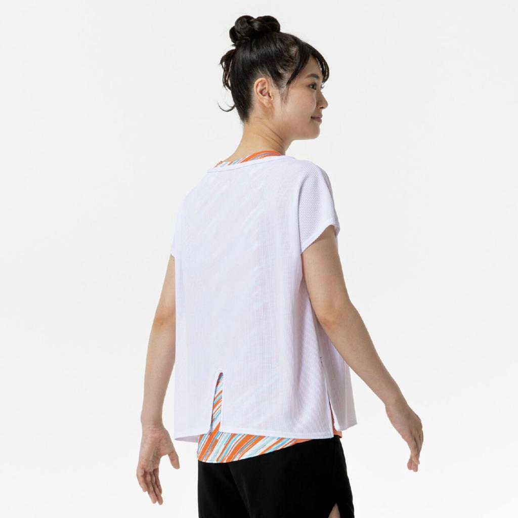Short Sleeve Game Dynamotion Size M for Club Activities Women's Tennis/Badminton Shirt, Sweat-Wicking, Quick-Drying, Fit, White, (62JAC215),
