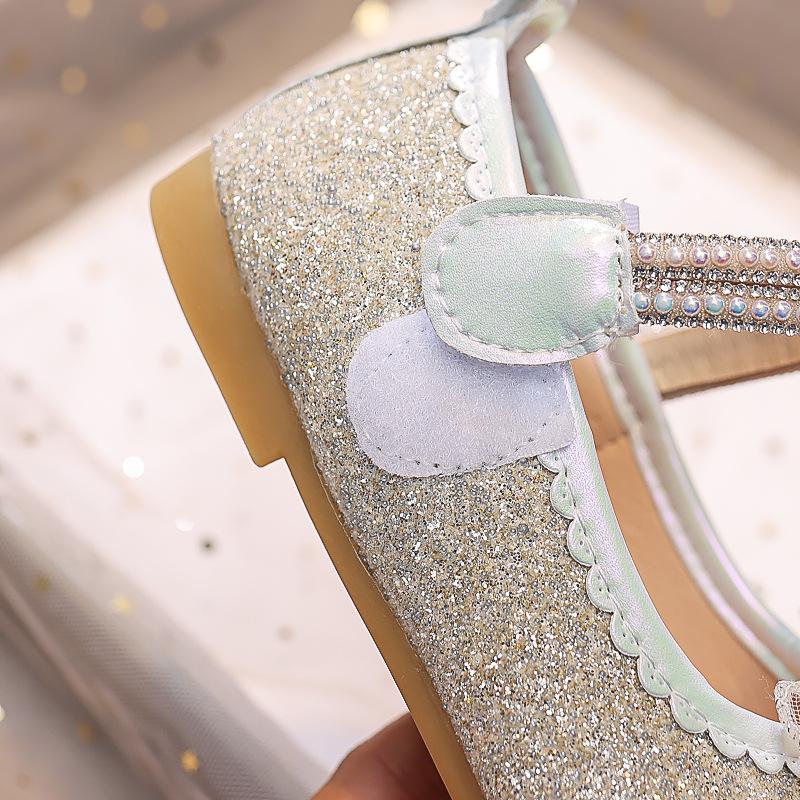 Dívčí princeznovské boty s křišťálovou mašlí - Léto 2025 Měkká podrážka Balerínky s kamínky