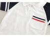“2025 New Style Boys' Summer Two-Piece Set: Lapel Stripe Short Sleeve"