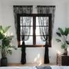 Volantvorhänge, Französischer Pastorale Spitzen-Gardine, Lichtfilternde Fenstergardine, 2-in-1 Doppelnutzung Kurzer Vorhang für Wohnzimmer Schlafzimmer Balkon Erker
