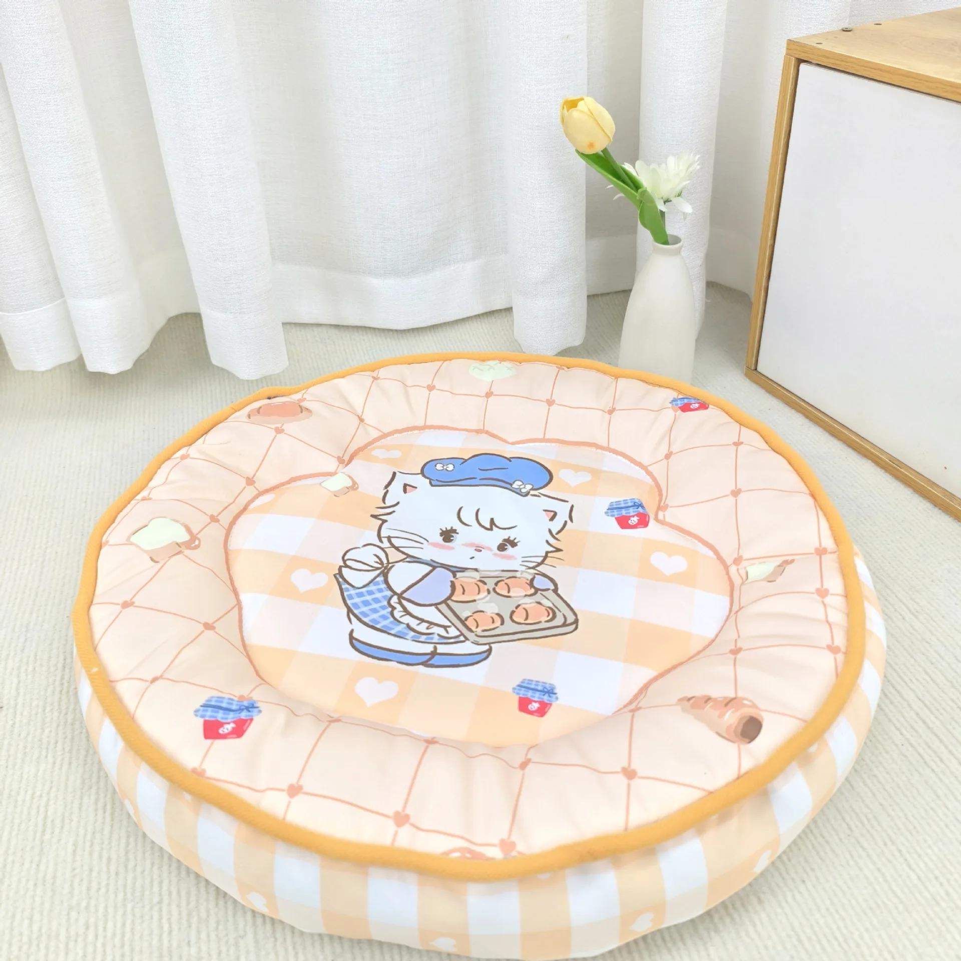 Круглый Диаметр 50 см Летний Многоразовый Мультяшный Охлаждающий Коврик для Животных Кошка и Собака Дорожный Охлаждающий Коврик для Животных Лежанка для Собаки Гелевый Охлаждающий Коврик для Сна Diameter 50cm