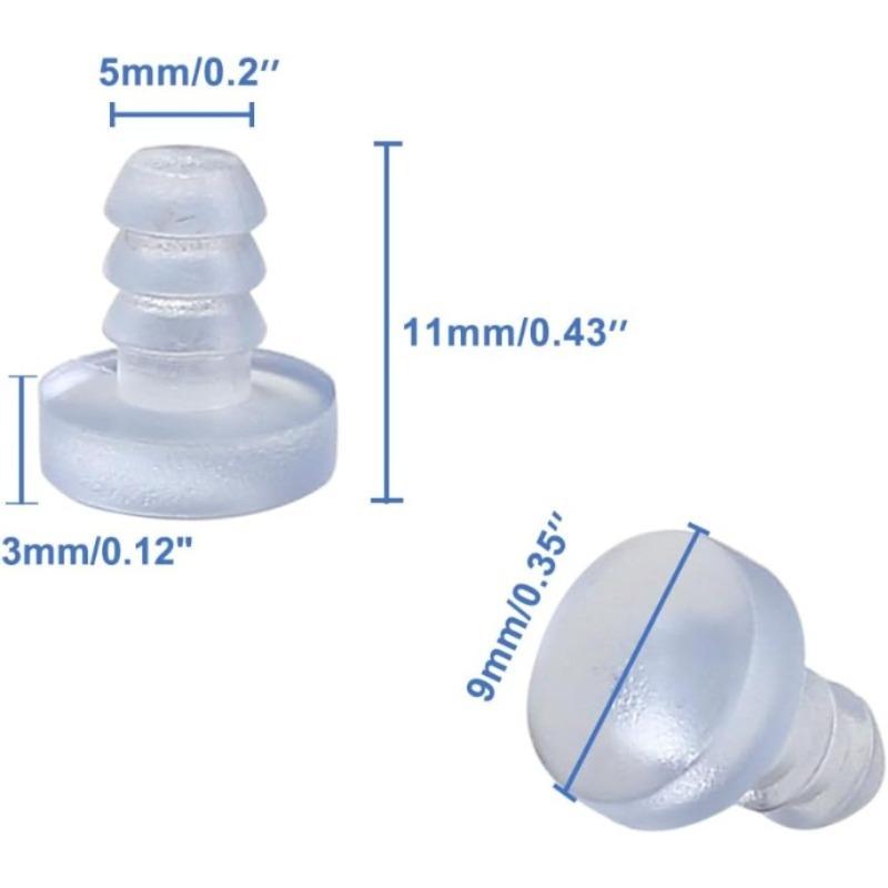 100Pcs Stem Bumper Glides, Glass Top Table Bumpers with Stem for Cabinet Doors Patio Furniture, for 3/16 Inch Holes