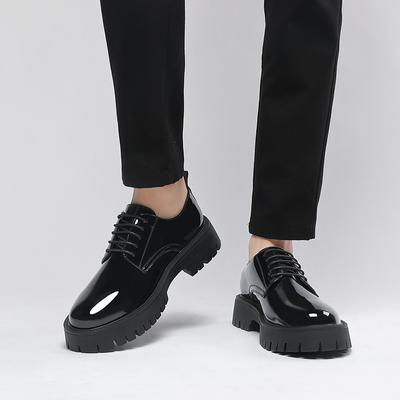 Fashion Lacquer Leather Thick Soled Men's Shoes Fashionable Minimalist Design Style Daily Office Outdoor Trendy Party Youth Adult Shoes