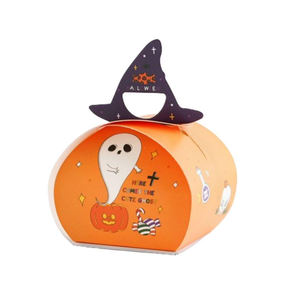 5pcs/bag Ghost Pumpkin Pattern Halloween Candy Box Cartoon Paper Box Snack Candy Packaging Style 2