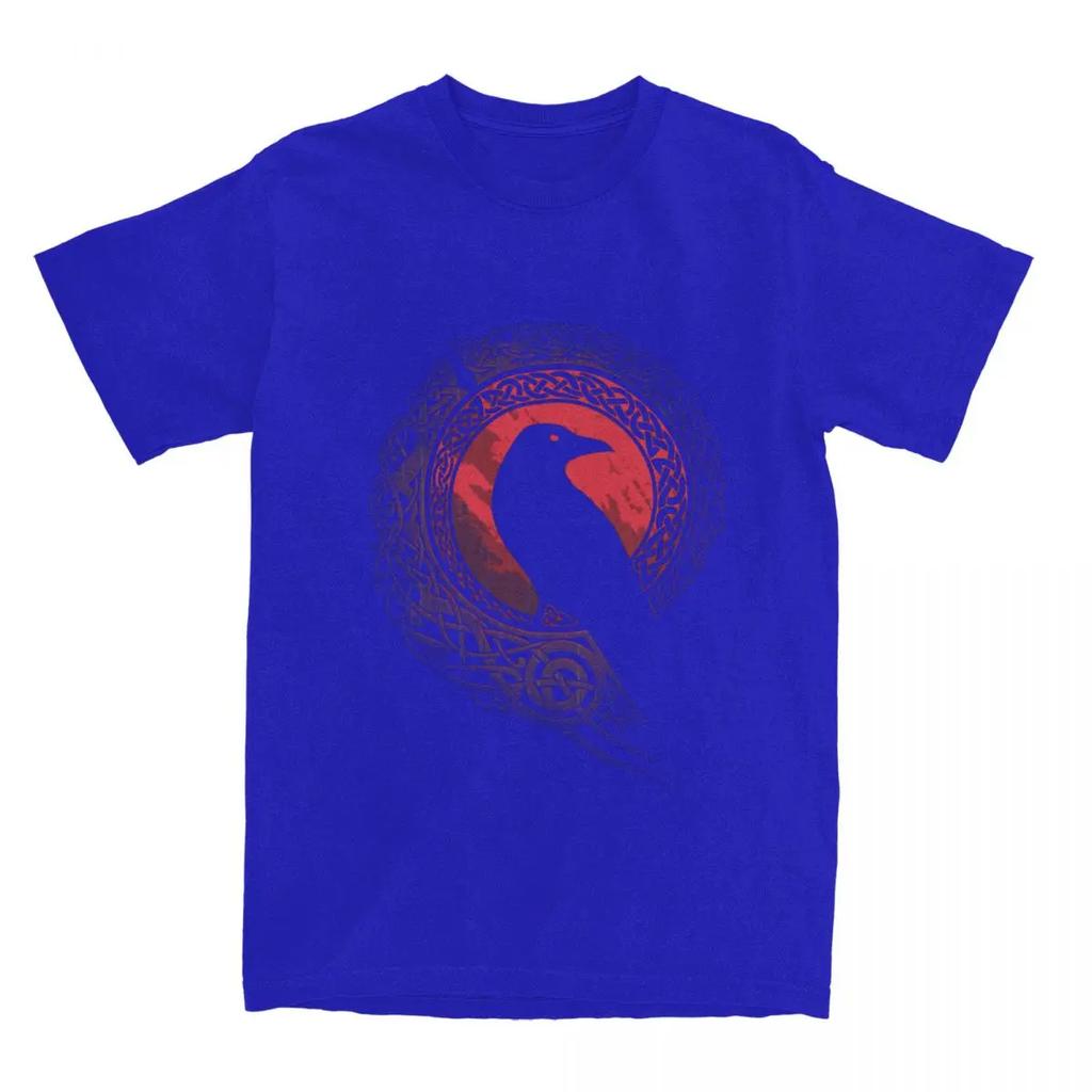 Unique EDDA Bird Viking Valhalla Odin T-Shirts for Men Crewneck Pure Cotton T Shirts Short Sleeve Tee Shirt Plus Size Clothes
