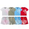 Syna World Unisex Hip Hop Drill Style Short Sleeve Set - High Street Summer Casual Shorts