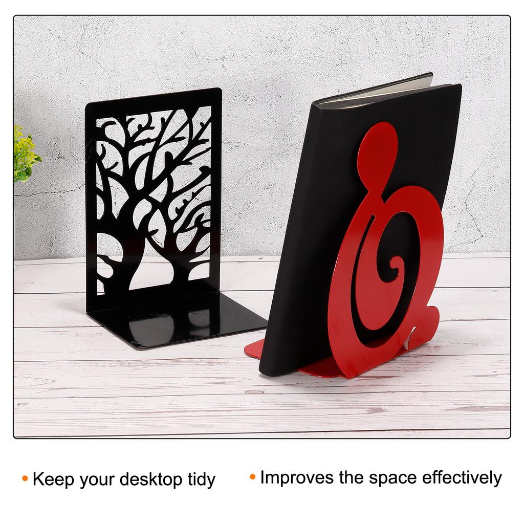 1pair Musical Note Shaped Metal Bookends Support Book Holder Home Office Stationery Storage Gift Desktop Bookshelves Bookends