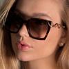 Protective Glasses 2pcs Large Frame Square Sunglasses Women Metal Frame Eyewear Gradient Design Ladies Snake Decoration Glasses