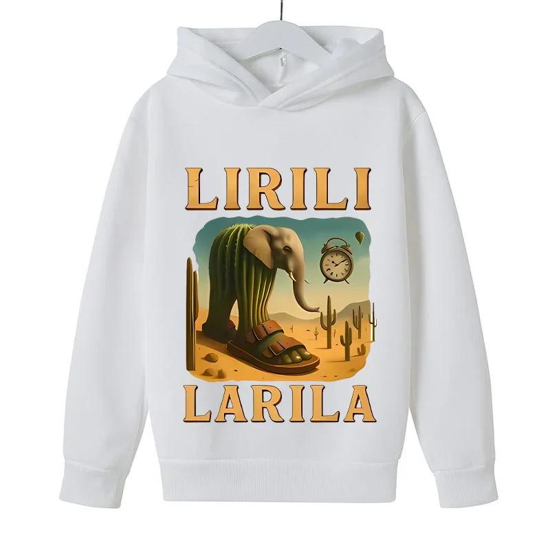 Kids Long Sleeve Hoodie Viral Italian Brainrot Meme Mixed Creature Graphic Pullover Sweatshirt Autumn Winter Casual Sport Daily Wear Tops