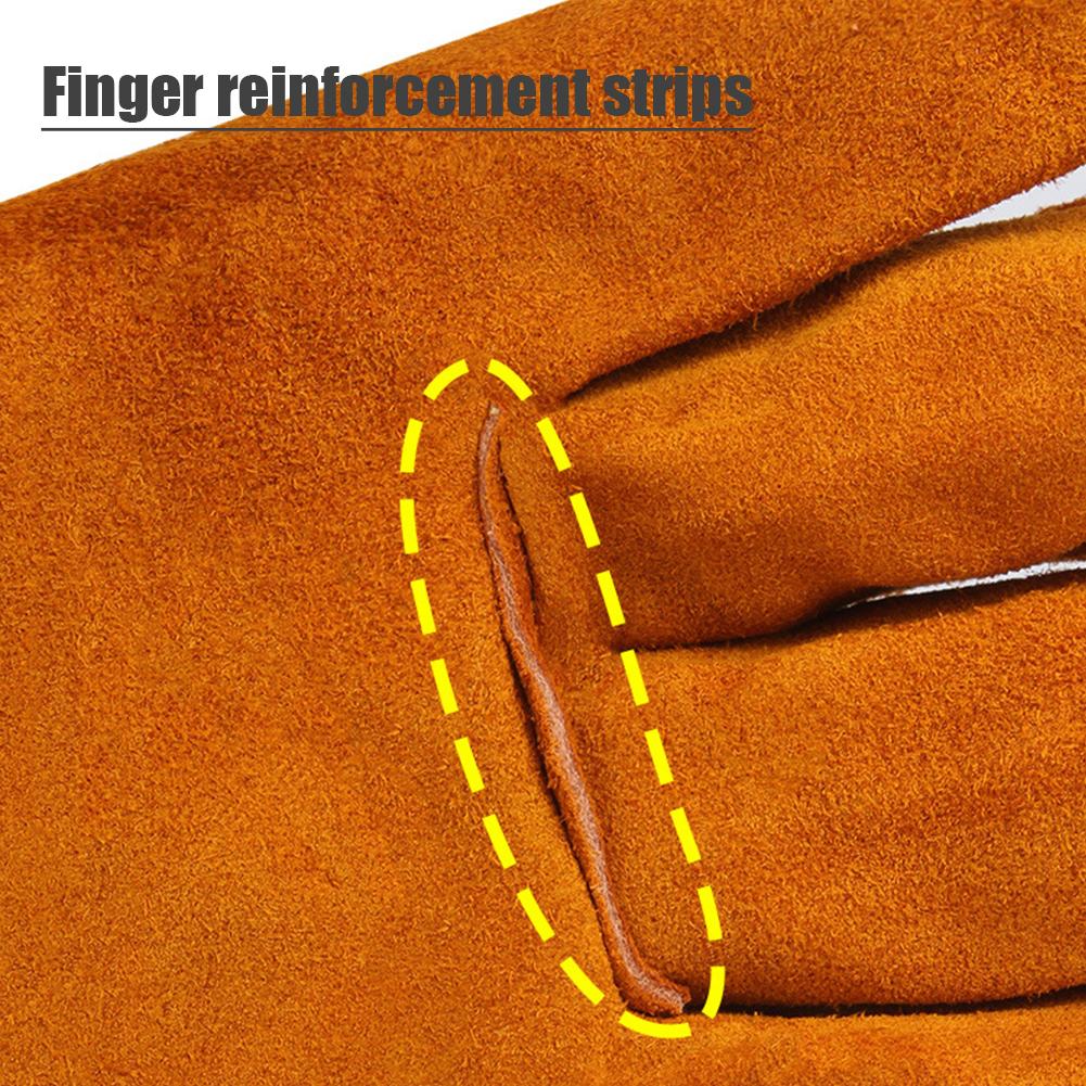 1 par svetsskyddshandskar dubbla lager gula säkerhetssvetshandskar slitstarka skyddsutrustning män arbetshandskar