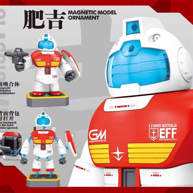 SD RGM-79 Fat GM Magnetic Assembly Model Kit Q Version Gunpla Action Figure Chubby Robot Toy Water Decals Desk Decor Anime Gifts