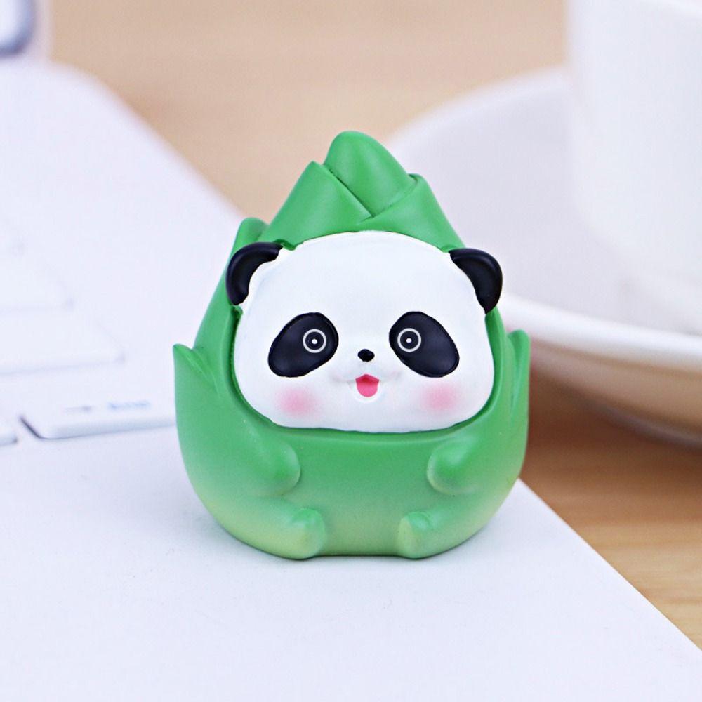 

Желто-зеленая кукла панда, украшение из смолы, симпатичные фигурки мини-панды D