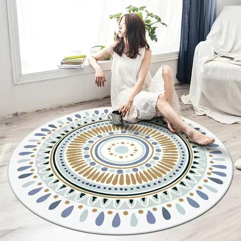 Retro Mandala Round Carpet Living Room Sofa Carpet Simple Home Decoration Bedroom Floor Mat Kitchen Bathroom Anti-slip Mat