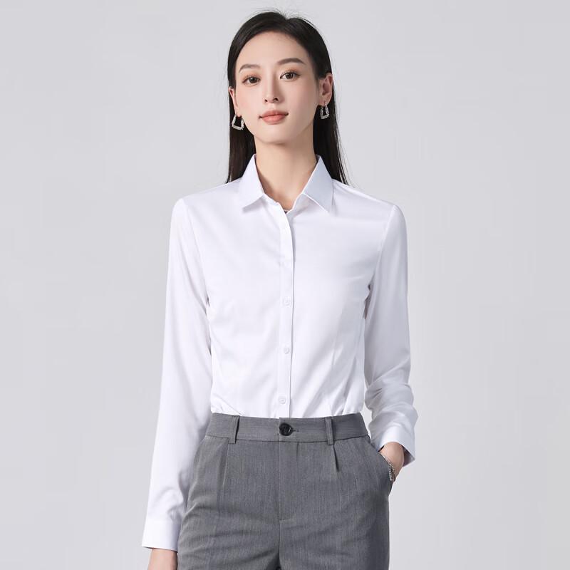 Teluoman Women's Long-Sleeve Non-Iron Business Shirt