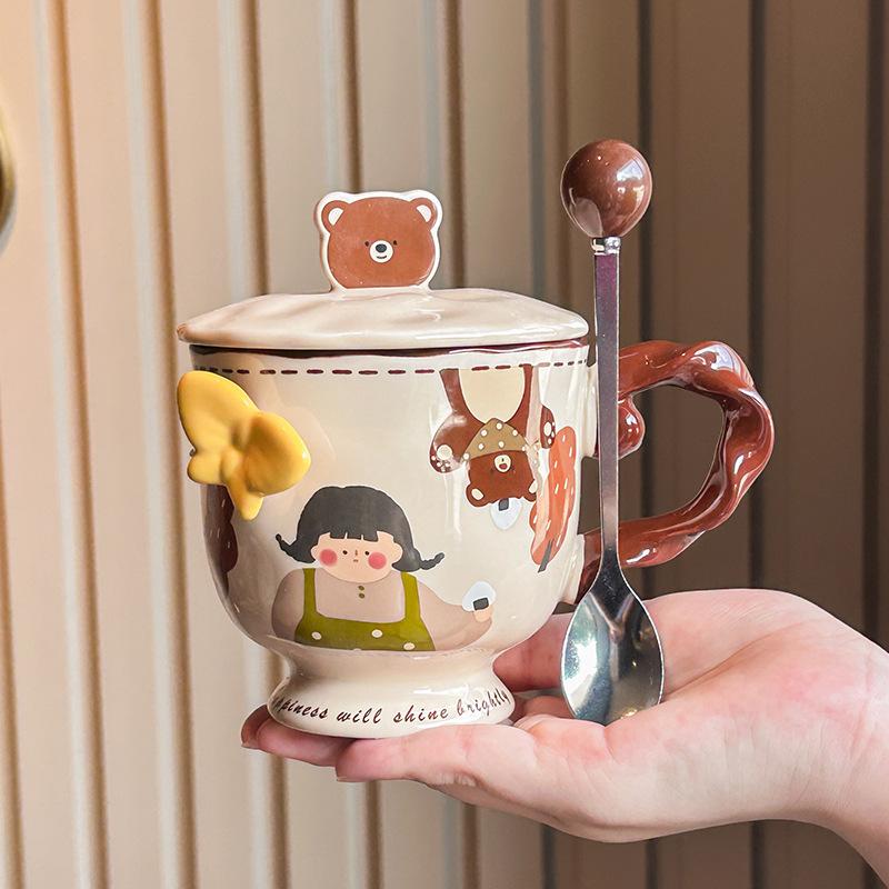 Uroczy Wytłaczany Kubek Motyl Dziewczęcy Kubek na Wodę Kubek Pudełko na Prezent Ceramiczny Kubek Prezent Urodzinowy Pudełko na Prezent Towarzyski