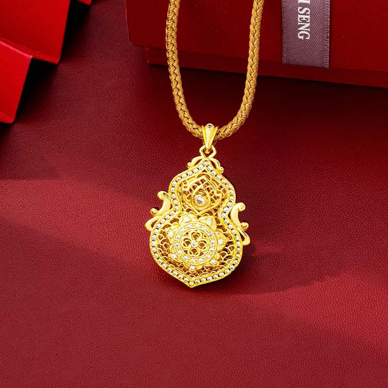 Ethnic Style Hollow Filigree Gourd Trendy High-end Jewelry Necklace Pendant