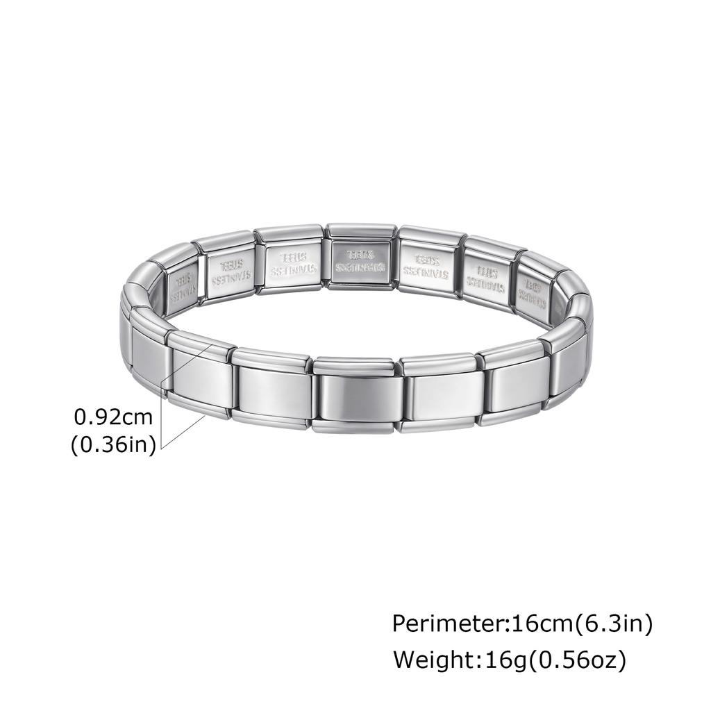 Trendy 18K Gold Plated Italian Charm Bracelet for Women, 9mm Stainless Steel Modular Link Chain, Waterproof Tarnish Free