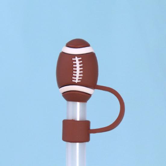 4 Stück Silikon-Strohhalmkappen, 10 mm, staubdicht, auslaufsicher, wiederverwendbar, Fußball-Thema, lebensmittelecht, Flaschenstrohhalm, Staubschutz, Trinkgläser, Trinkhalmaufsätze, Trinkhalm