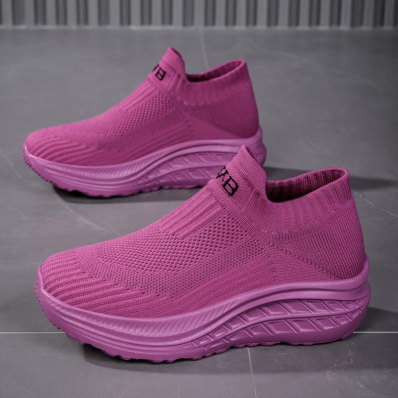 New Women's Large Size Flying Knit Shoes Casual Shoes for the Elderly Mother Shoes Socks Women's Shoes 35-42