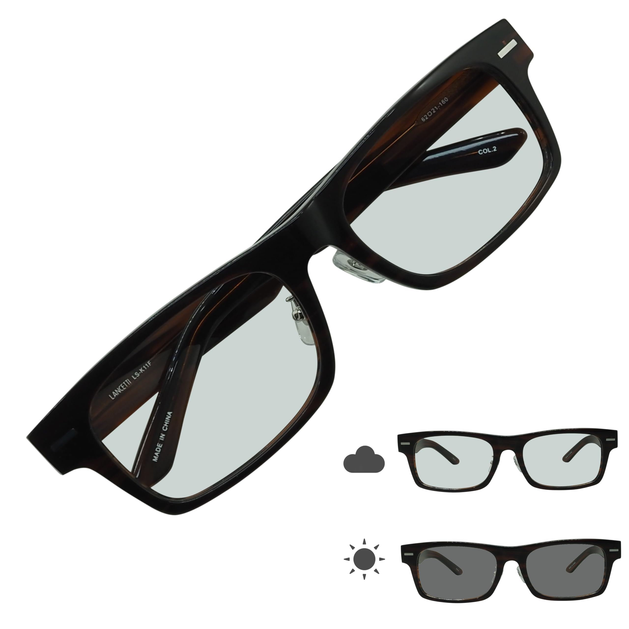 

LSK11HC Darkening Polarized Dimmable King Size Sunglasses Cool Large Extra Wide 62 Sizes UV Protection Sasa Size [OTC.web] Men s (Brown 62)