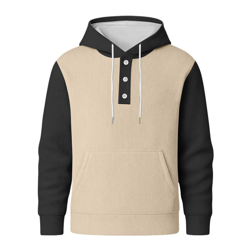 Men's Knit Hooded Sweatshirt Casual Long-Sleeve Sweatshirt