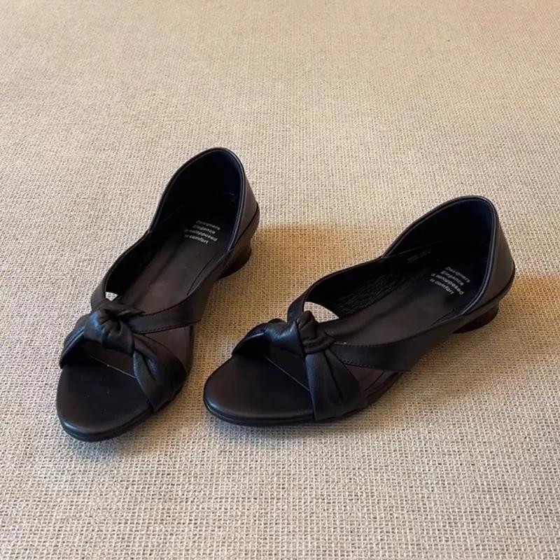 Fashion Summers Vintage Open Toe Women Sandals Elegant Low Heel Shoes Ladies Outdoor Gladiator Flats Sandalias