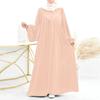 Modern Puff Sleeve Muslim Women's Robe: Spring/Autumn Solid Color Long Dress