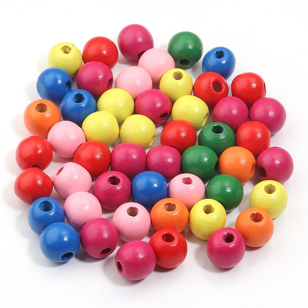 10-100pcs/lot 6-30mm Colorful Round Wooden Beads Loose Spacer Ball Wood Beads For DIY Phone Chains Bracelet Jewelry Accessories
