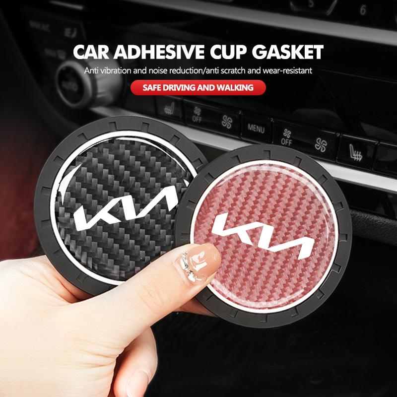 MYMX8 1/2pcs Car Silicone Coasters Water Cup Pads Non-Slip Mats For KIA Stinger Optima Cerato Soul Venga Forte Spectra Sedona