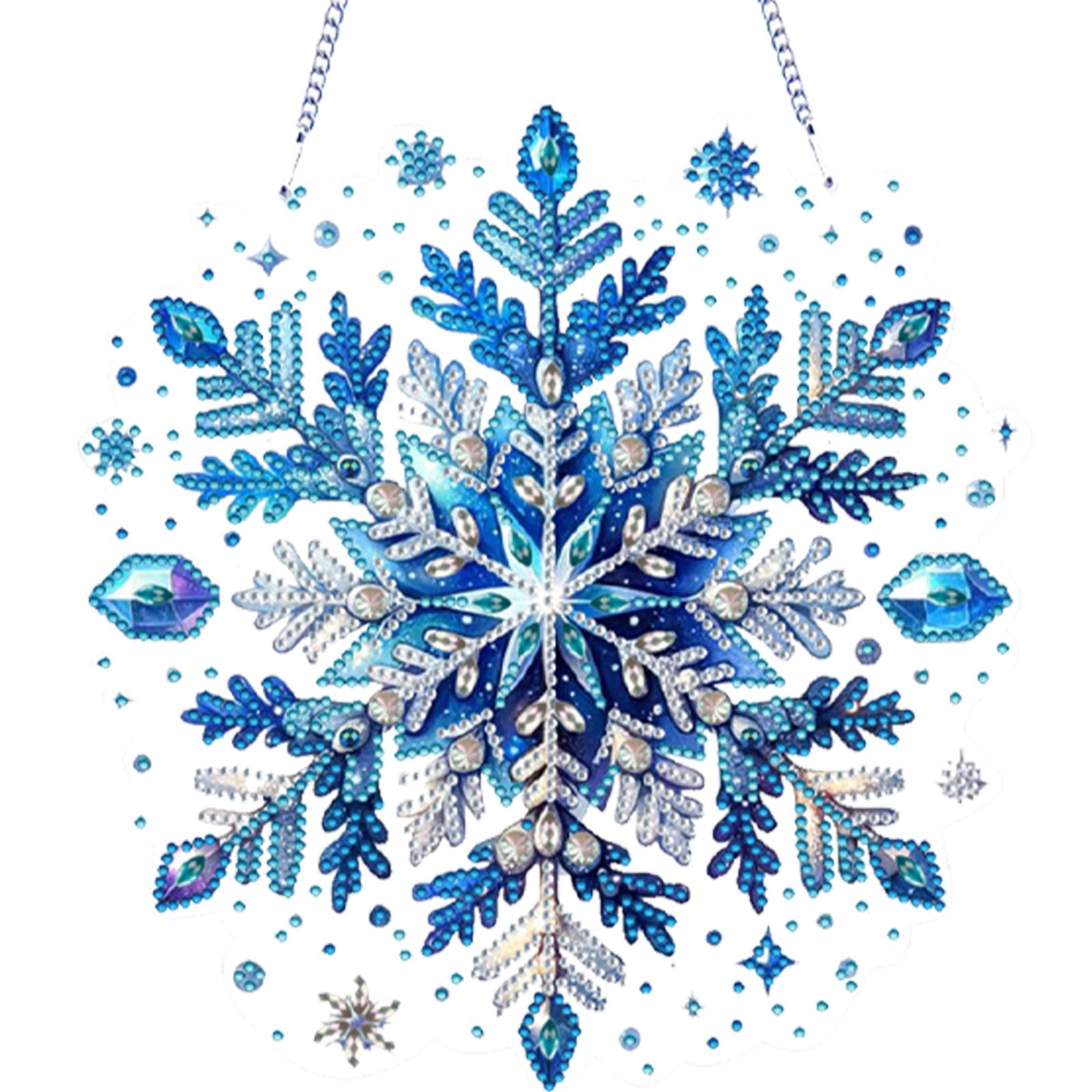

DIY Hanging Diamond Art Kits Snowflake Theme 2D/Flat Diamond Painting Set Diamond Art Pendant DIY Home Decor Hanging Charm